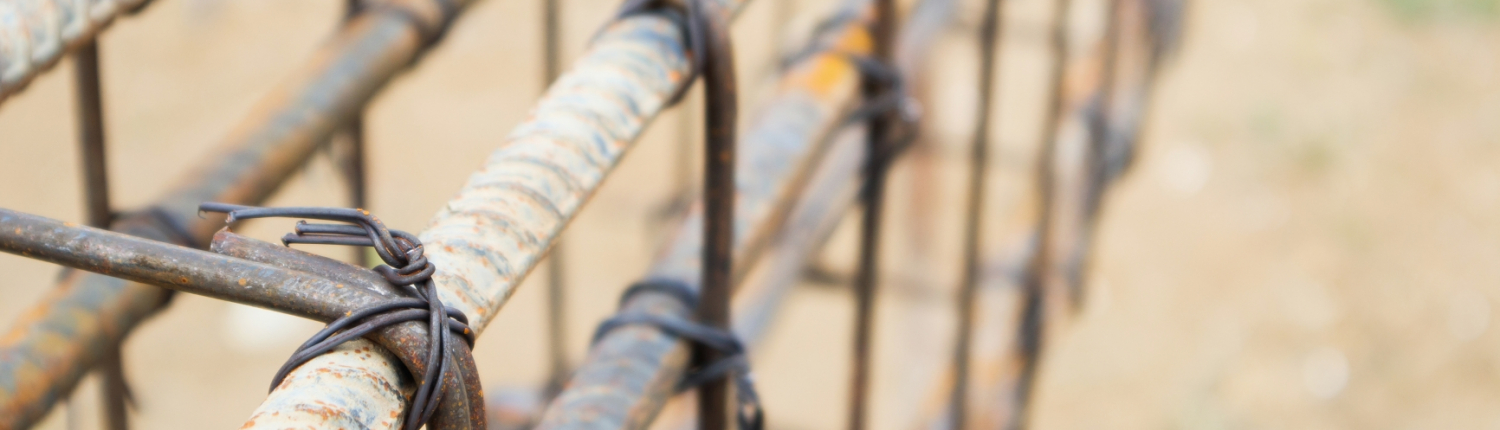 New House building construction site with rebar steel to reinfor