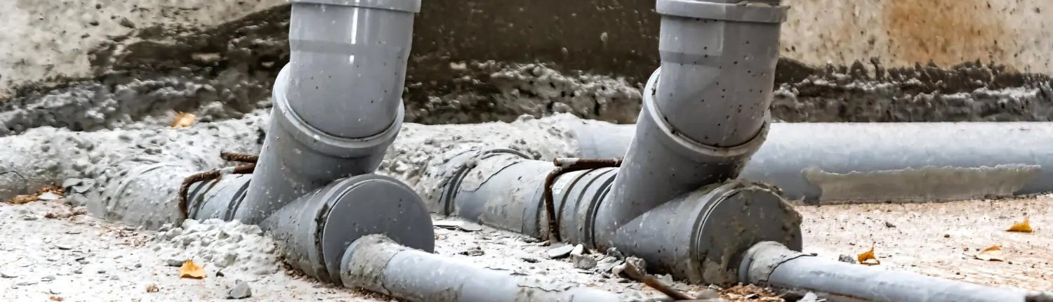 abwasserrohre-im-hauskeller-system-aus-grauen-sanitaerrohren-beim-hausbau-kanalisation-zur-abwasserentsorgung